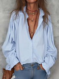 Women's Elegant Cotton Blouse with Ruffle-Cuff Details