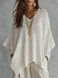 Women's Effortless Neutral Bohemian Knit Sweater Top