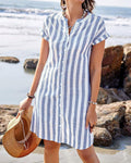 Women's Sleek and Elegant Striped Shirt Dress