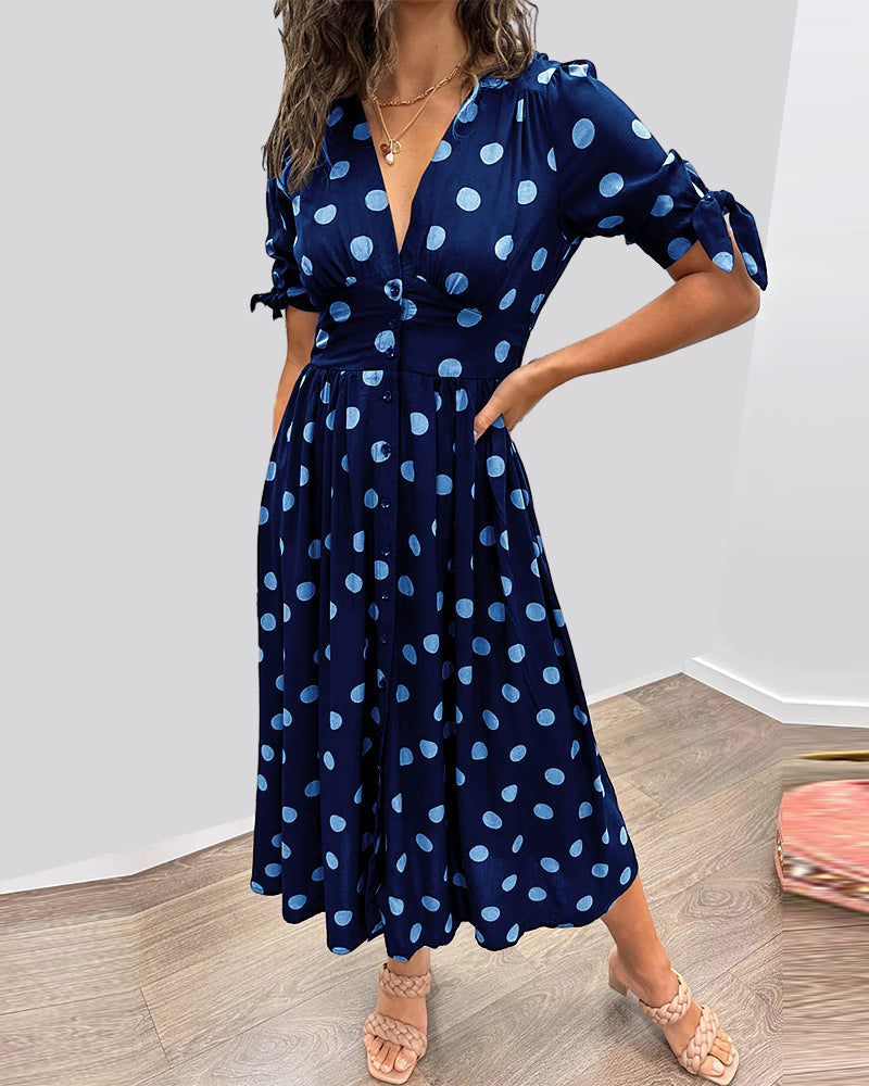 Women's Timeless Polka Dot Dress with Elegant Charm