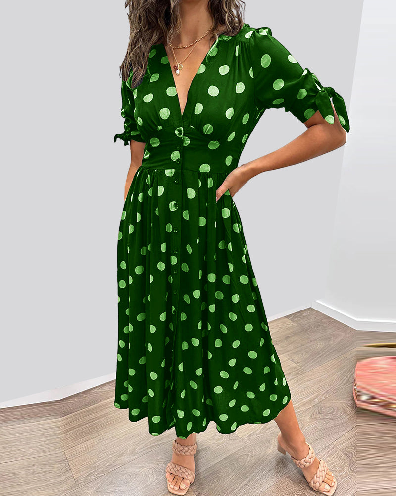 Women's Timeless Polka Dot Dress with Elegant Charm
