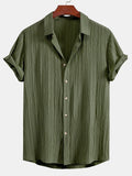 Men's Textured Button-Up Shirt with a Wrinkled Finish