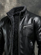 Black faux leather jacket with warm sherpa lining – comfortable and stylish