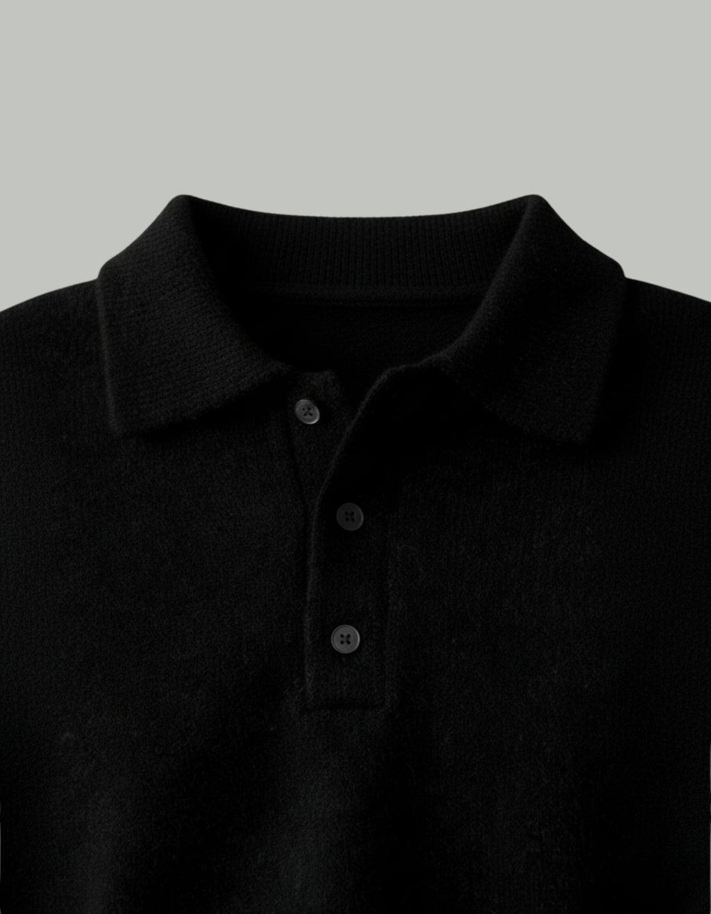 Jersey Polo de Punto de Hombros Caídos para Hombre – Negro