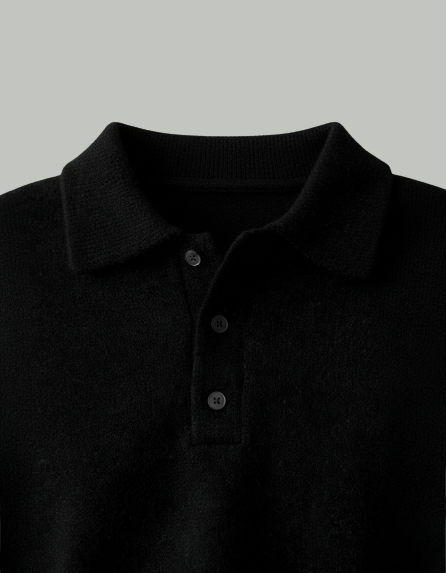 Jersey Polo de Punto de Hombros Caídos para Hombre – Negro