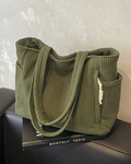 Women's Ribbed Tote Bag with Cord Detailing