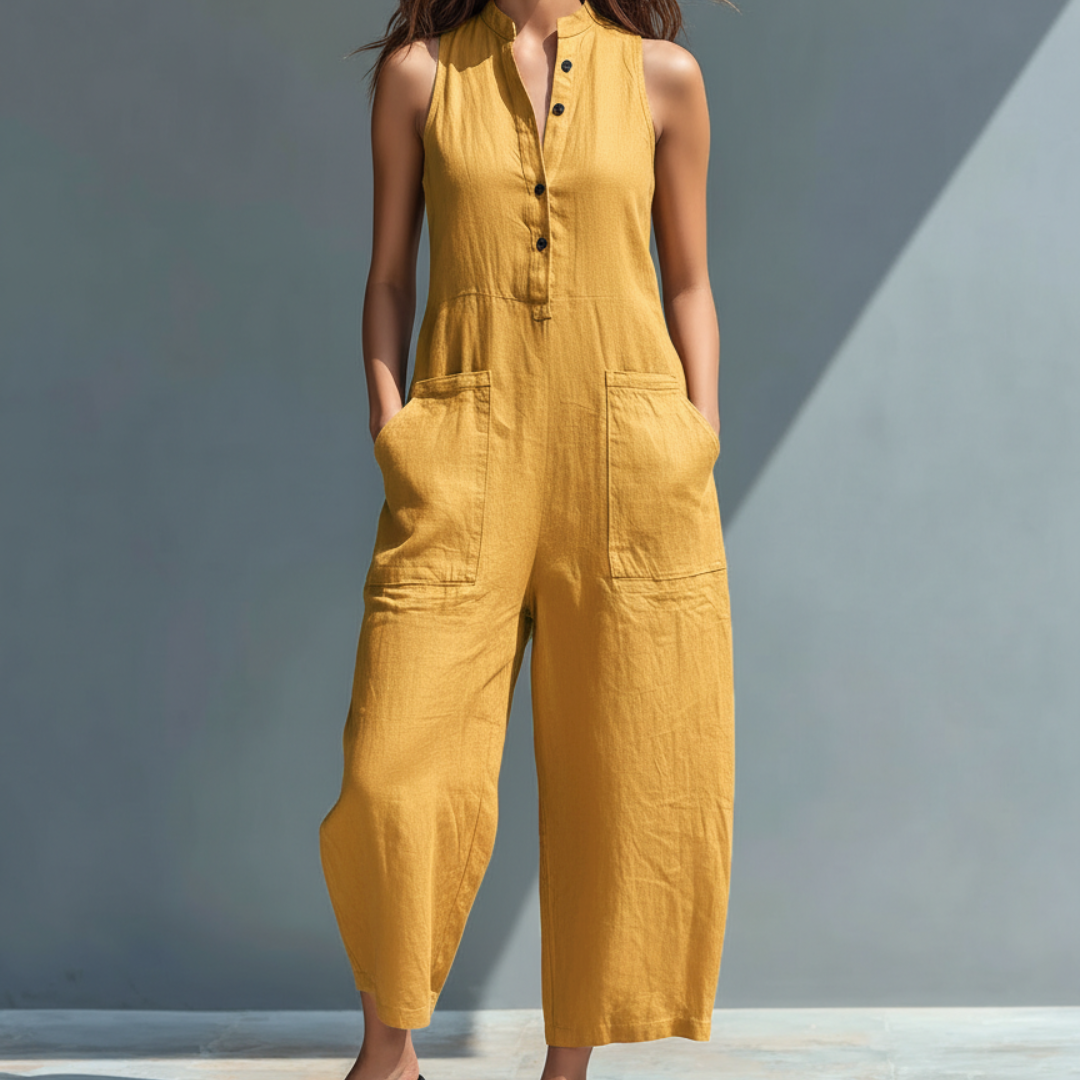 -Cecelia™ | Sleeveless Mandarin Jumpsuit-