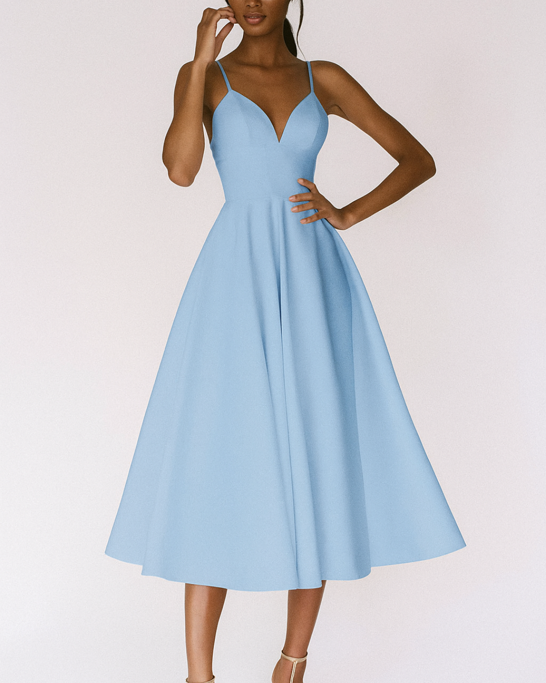 Women's Strappy Midi Dress for Wedding Guests - Elegant & Chic