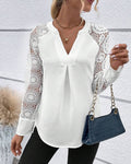 Women's Chic V-Neck Ruffled Blouse with Long Sleeves