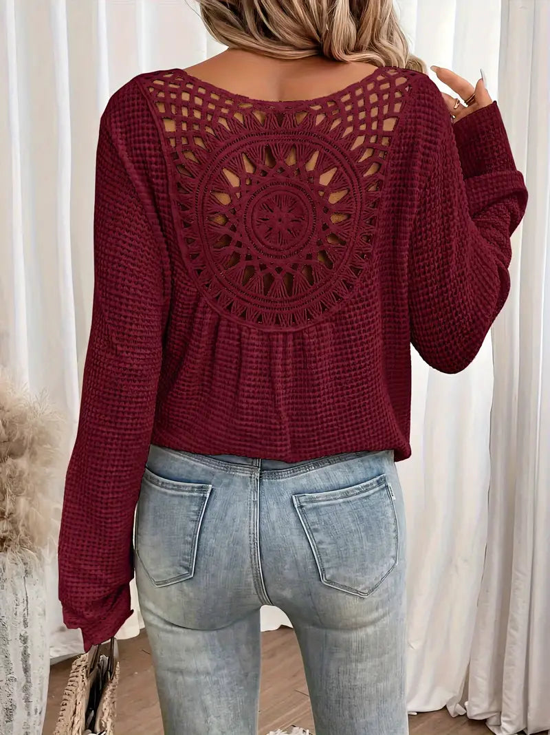 Chic Knit Sweater with a Distinctive Back Design