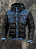 Men's Insulated Denim Puffer Jacket