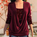 Women's Elegant Sequined Top with Flattering Draping