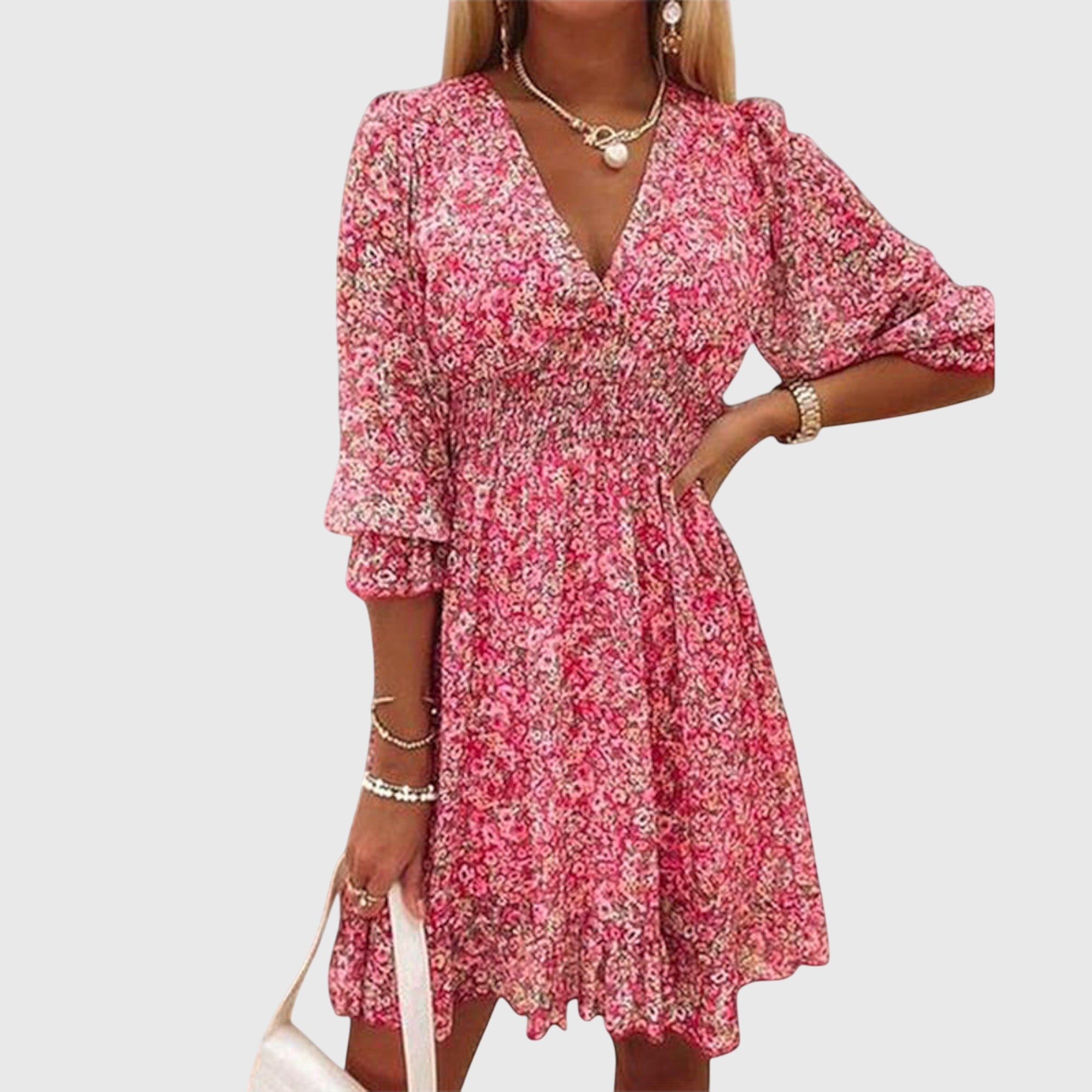 Women's Floral Puff-Sleeve Dress – Effortless Chic for Any Occasion