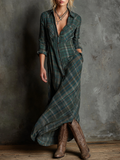Women's Chic Striped Maxi Dress with Lapels – Effortless Style for