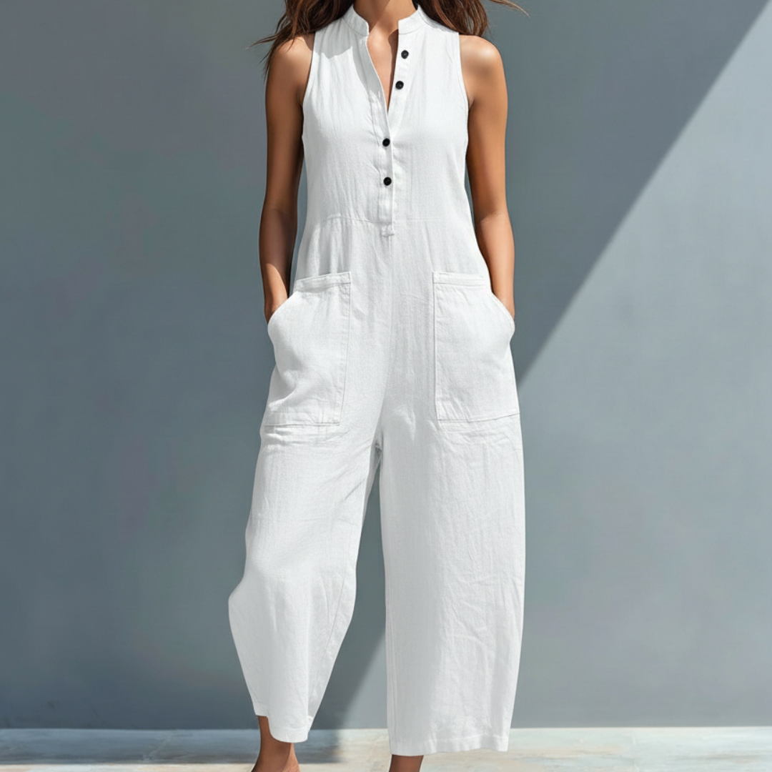 -Cecelia™ | Sleeveless Mandarin Jumpsuit-