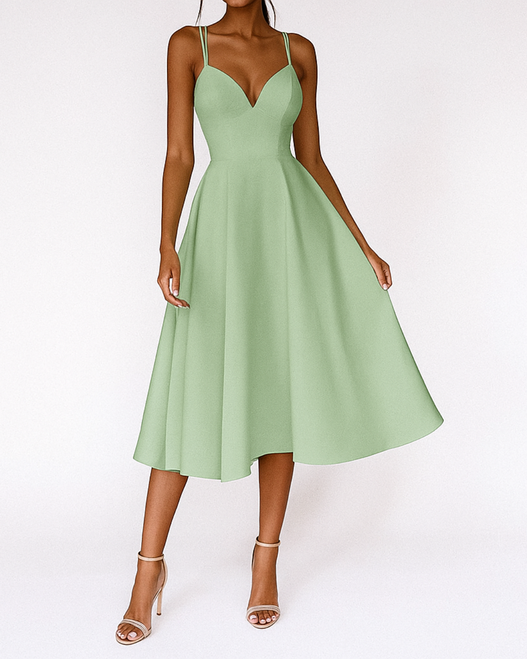 Women's Strappy Midi Dress for Wedding Guests - Elegant & Chic