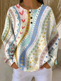 Women's Cozy Knit Sweater with Vibrant Stripe Patterns