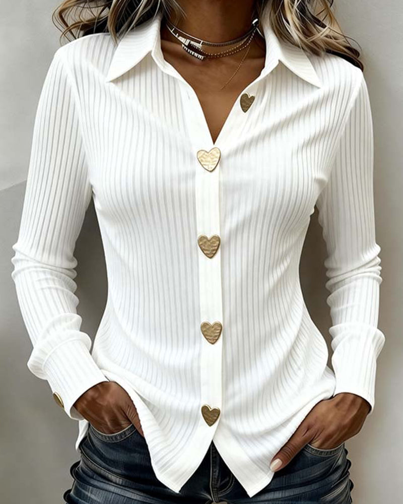 Heart-Shaped Button-Up Shirt - Romantic and Playful