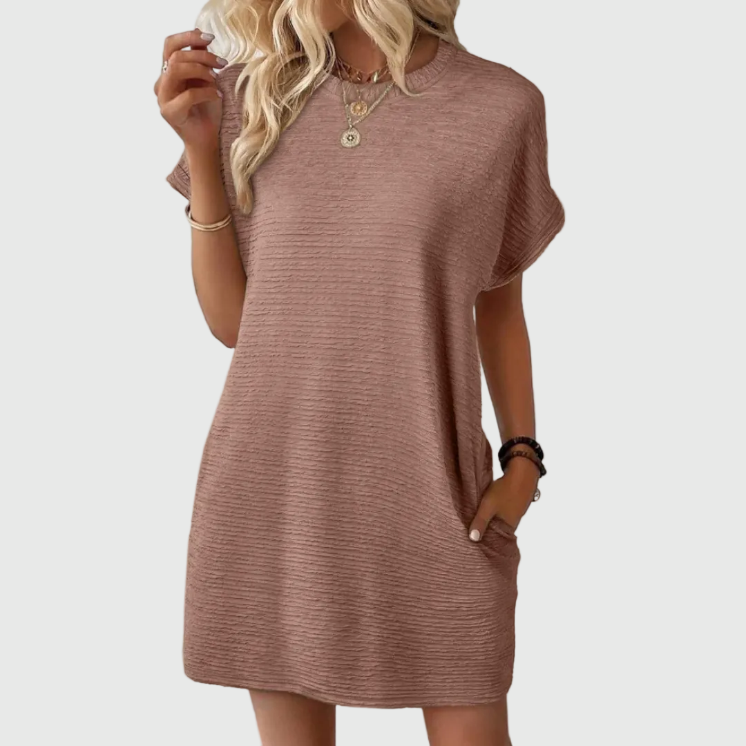 Women's Effortless Casual Minimalist Round-Neck Summer Mini Dress