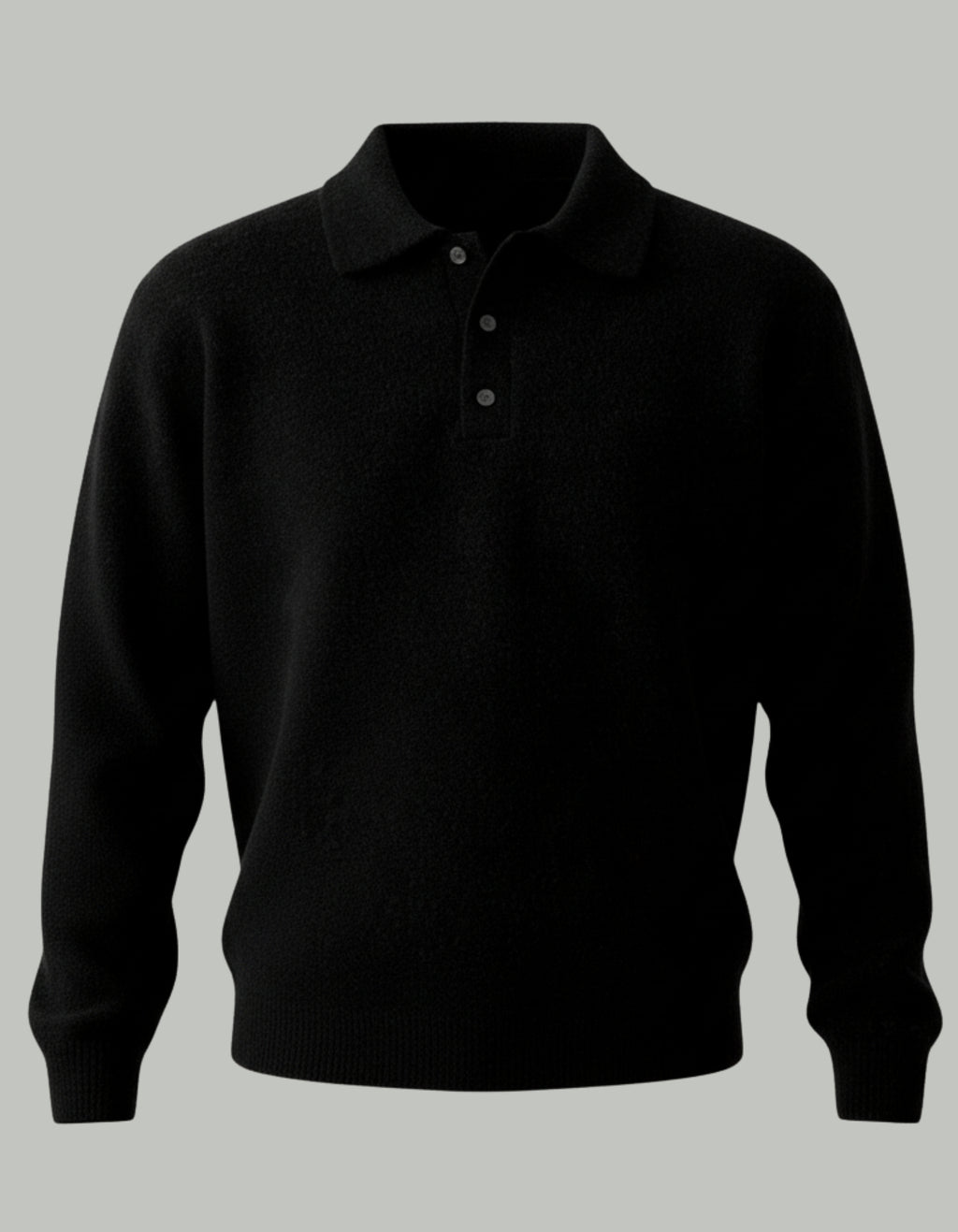 Jersey Polo de Punto de Hombros Caídos para Hombre – Negro