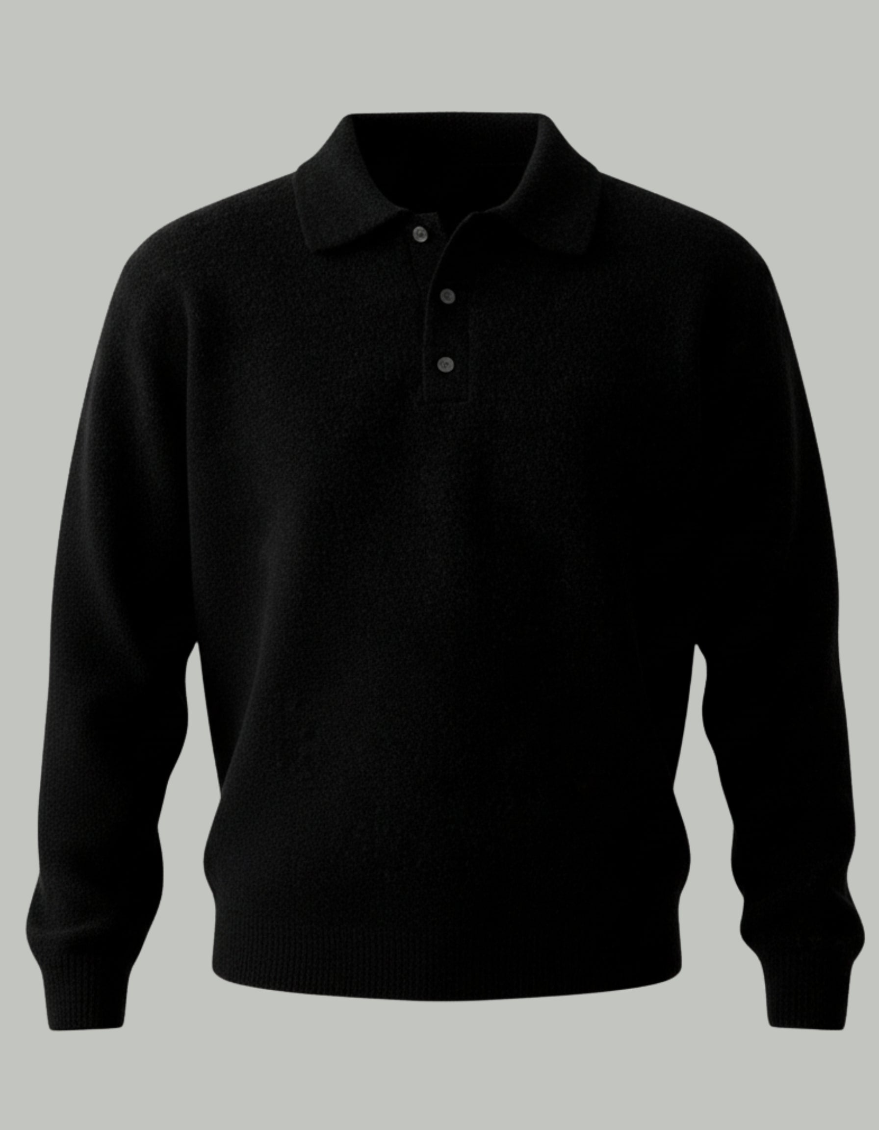 Jersey Polo de Punto de Hombros Caídos para Hombre – Negro
