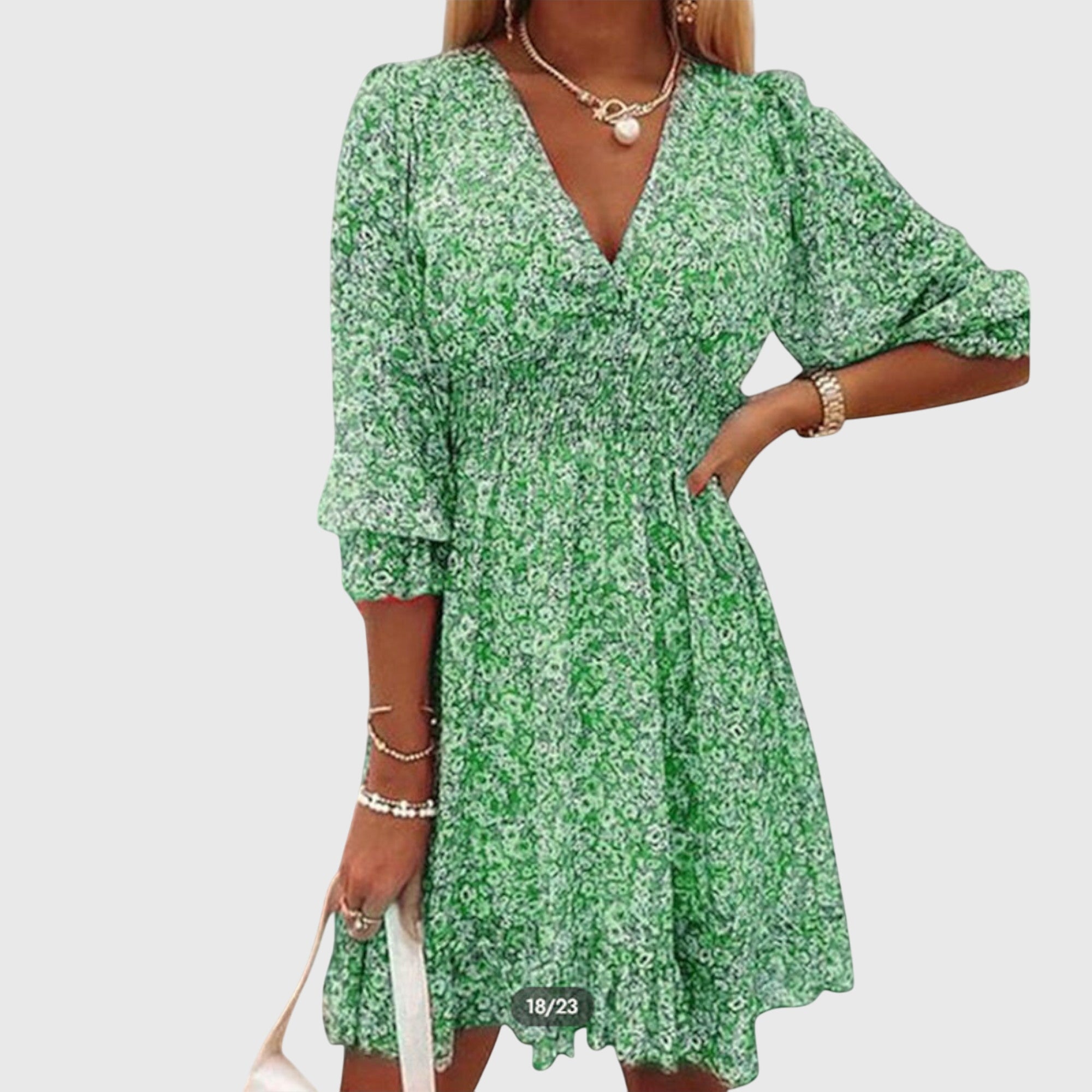 Women's Floral Puff-Sleeve Dress – Effortless Chic for Any Occasion