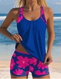 Women's Floral Boxer Set with Tank Swimsuit Top – Chic Beachwear