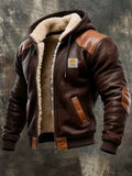 Men's Warm vintage faux leather jacket
