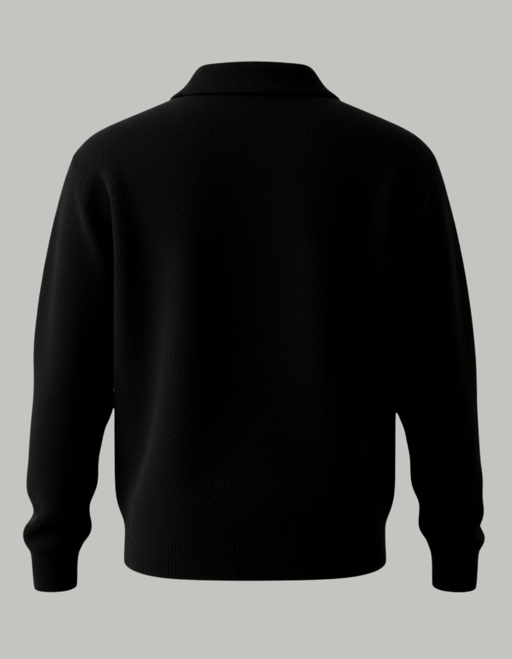 Jersey Polo de Punto de Hombros Caídos para Hombre – Negro