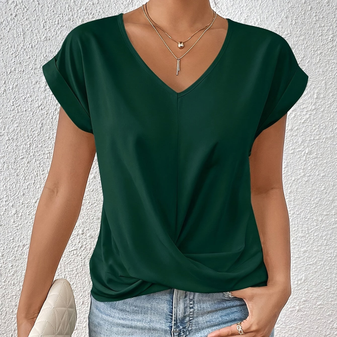 Clothing > Blouses : Harper™ | Stylish V-Neck Top in Green van Cow Clothing