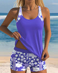 Women's Swimsuit Tank Top & Printed Boxer Set – Playful