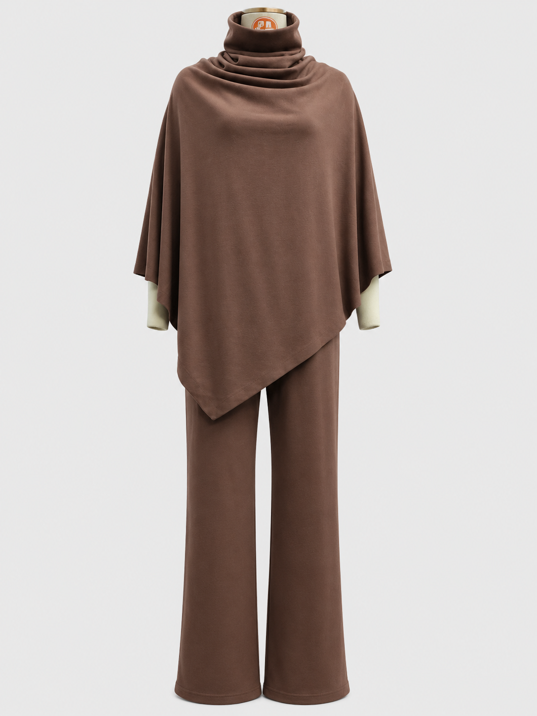 Two-Piece Set : Alyris Women's Two-Piece Poncho Set – Cowl Neck Top & Straight-Leg Pants in van DUUWE