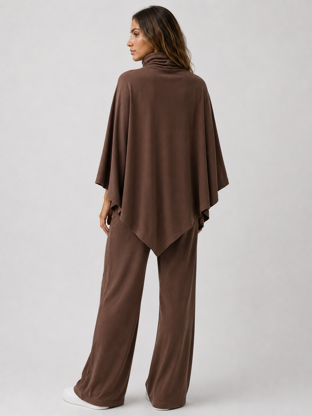 Two-Piece Set : Alyris Women's Two-Piece Poncho Set – Cowl Neck Top & Straight-Leg Pants in van DUUWE