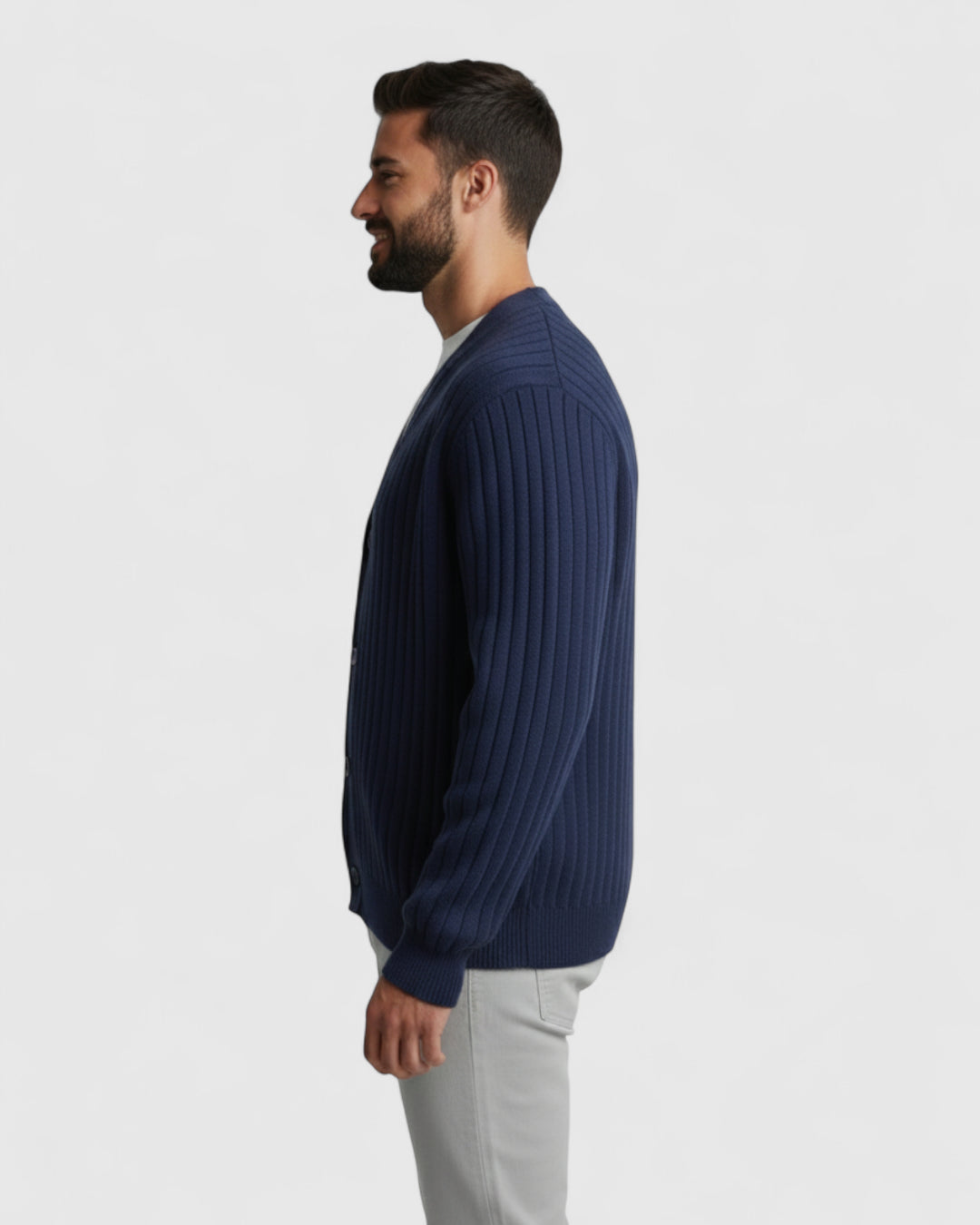 Cárdigan de punto con cuello en v para hombre