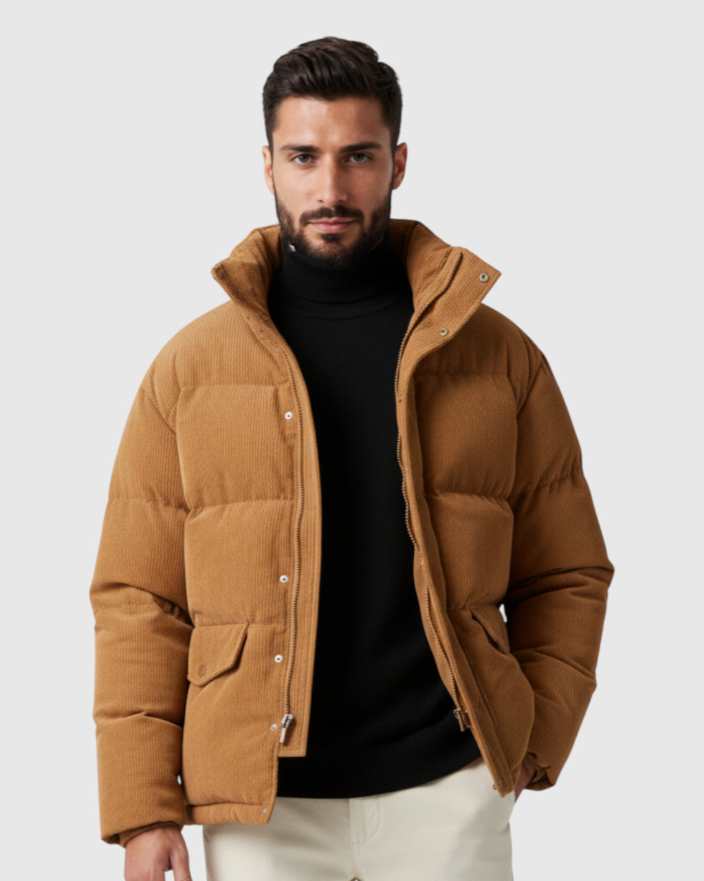 Chaqueta acolchada de pana para hombre