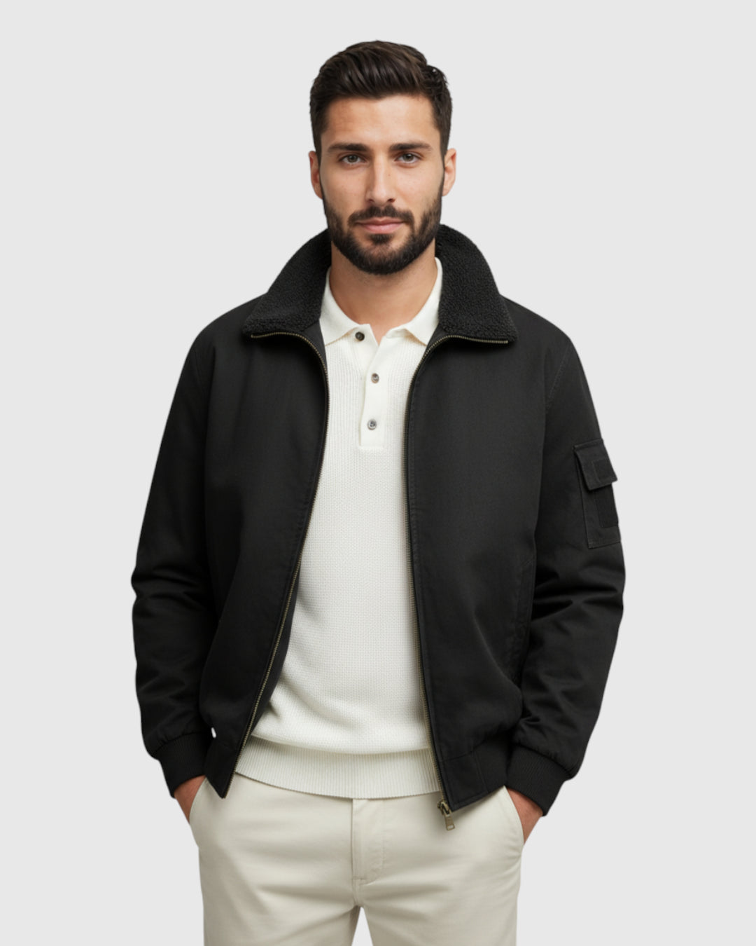 Chaqueta bomber de algodón para hombre – negro