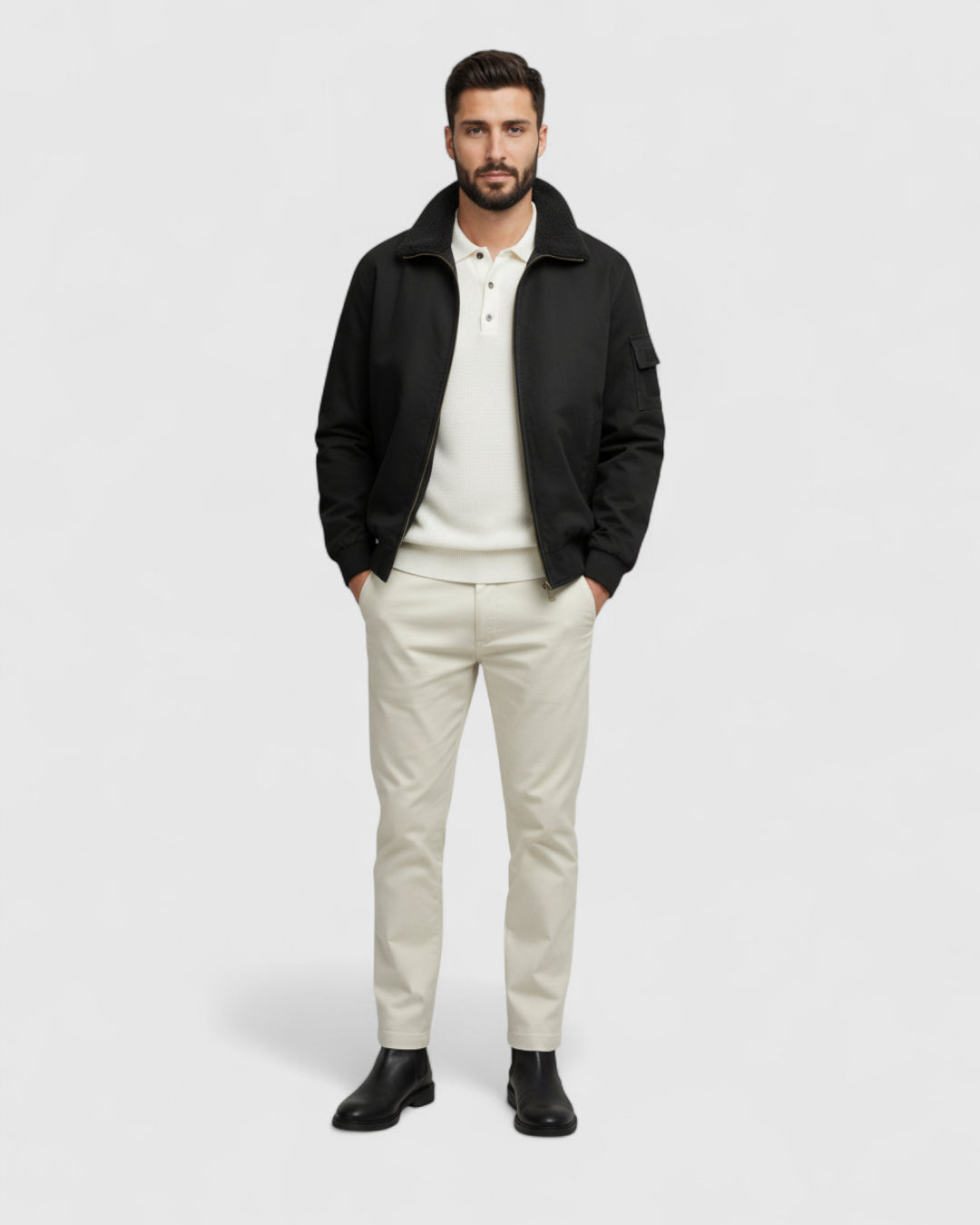 Chaqueta bomber de algodón para hombre – negro