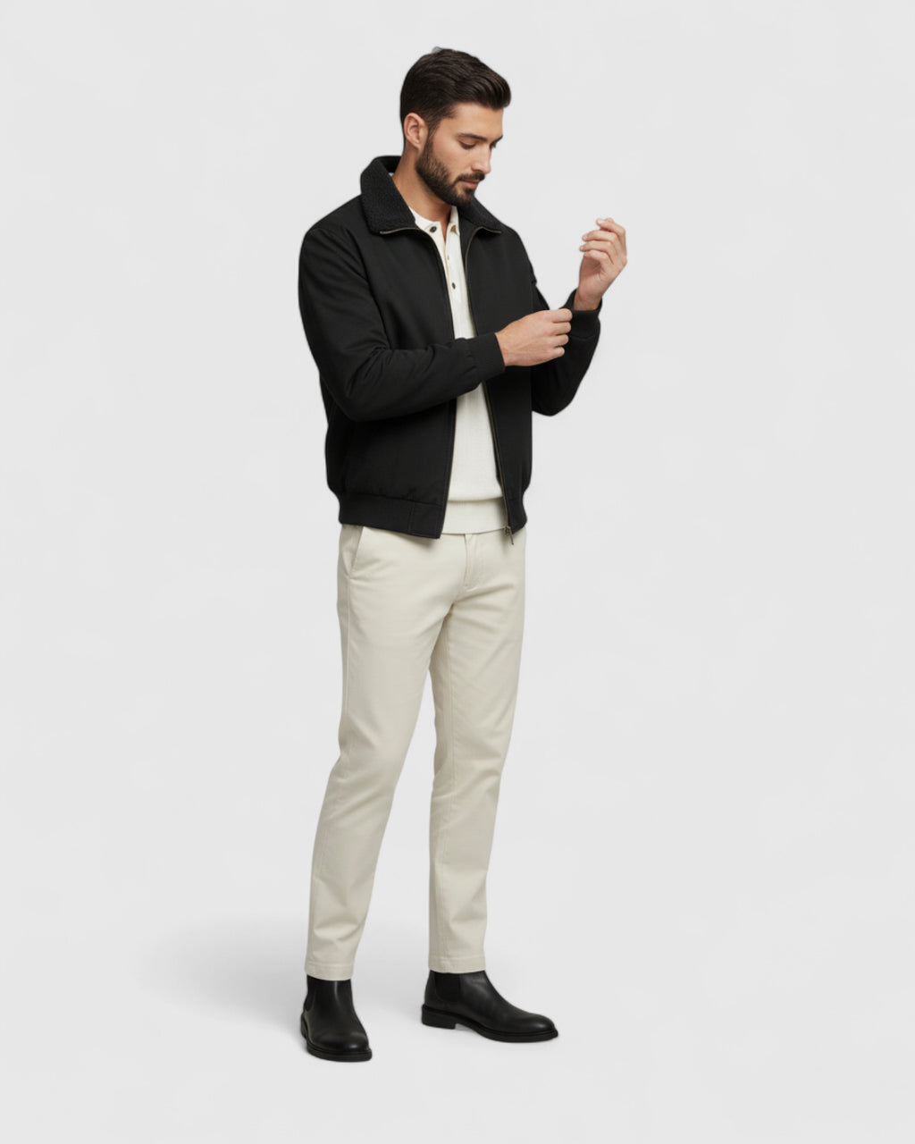 Chaqueta bomber de algodón para hombre – negro