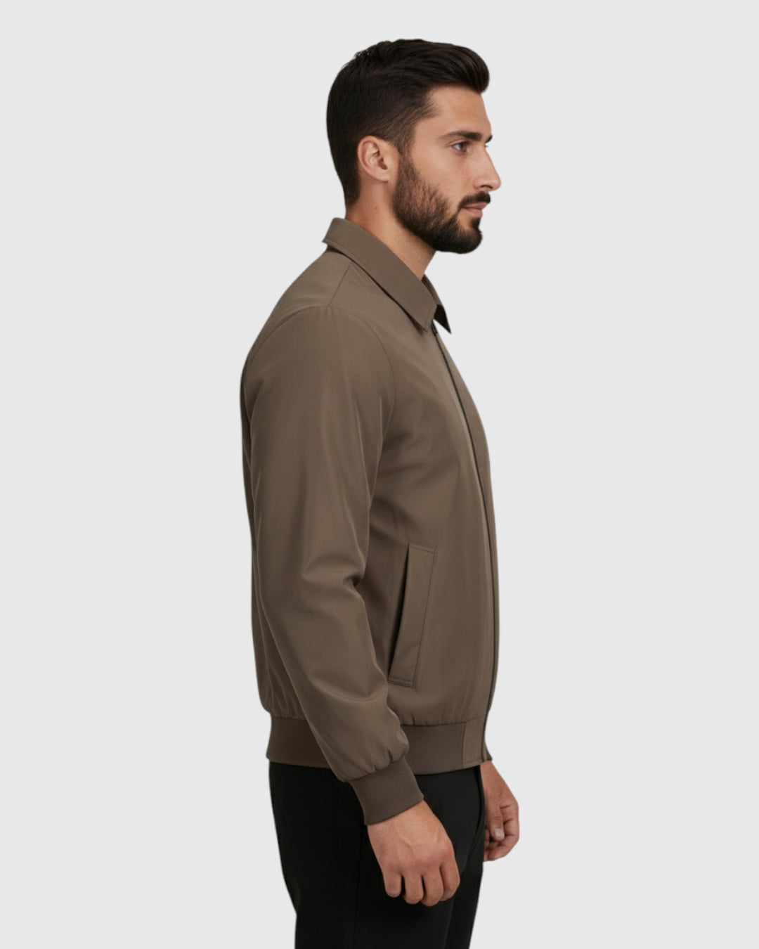 Chaqueta corta de hombre con solapa – marrón café