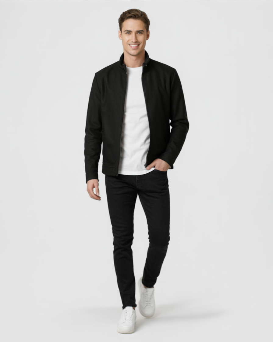 Chaqueta negro slim fit para hombre casual