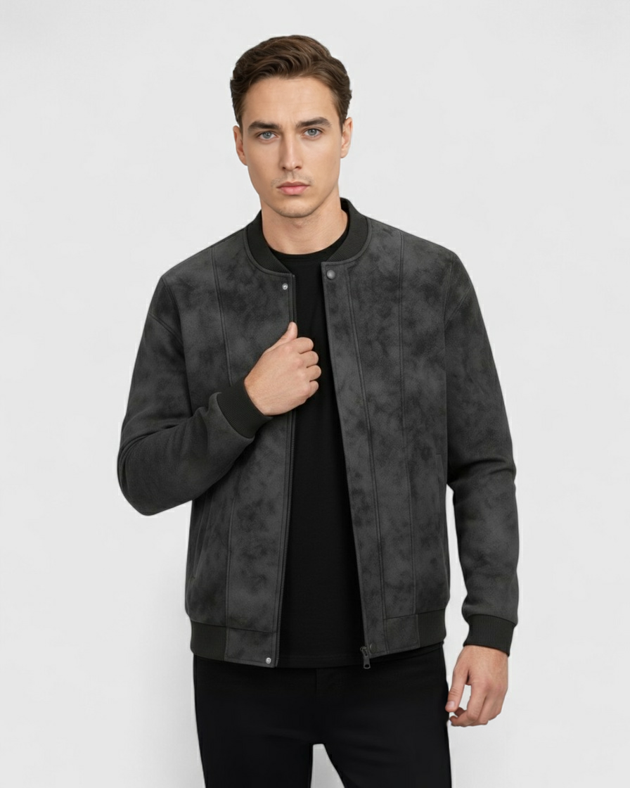 Chaqueta negro de cuero para hombre