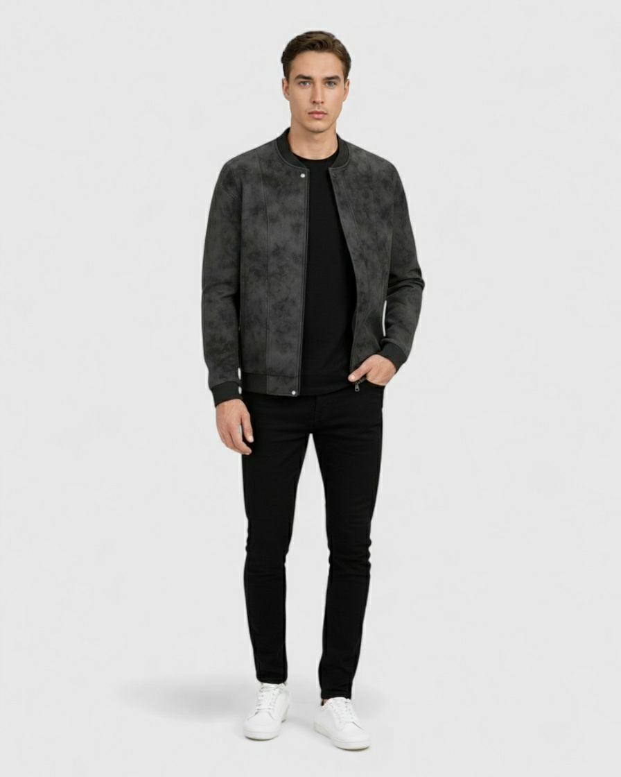 Chaqueta negro de cuero para hombre