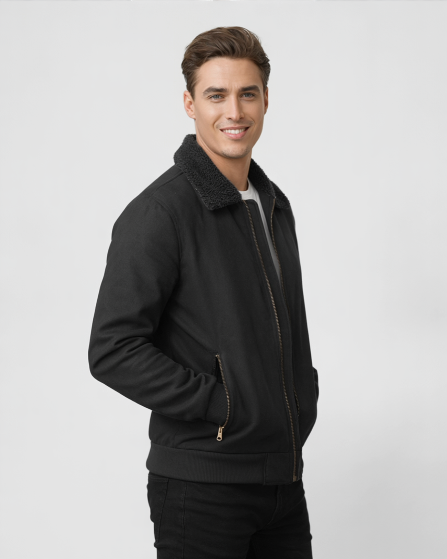 Chaqueta negro de hombre moderno de invierno