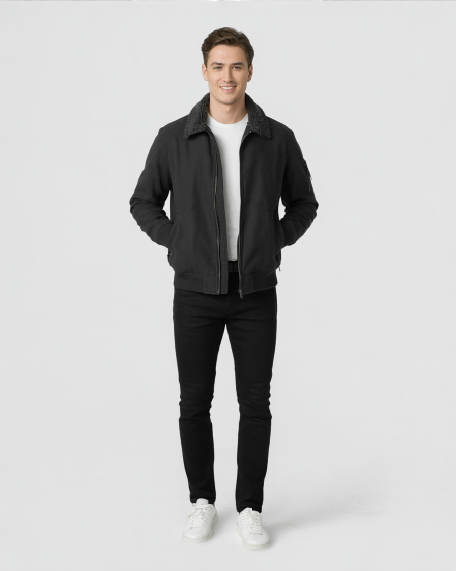 Chaqueta negro de hombre moderno de invierno