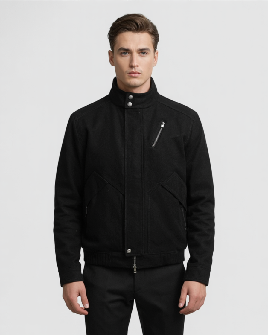 Chaqueta retro de ante negro para hombre