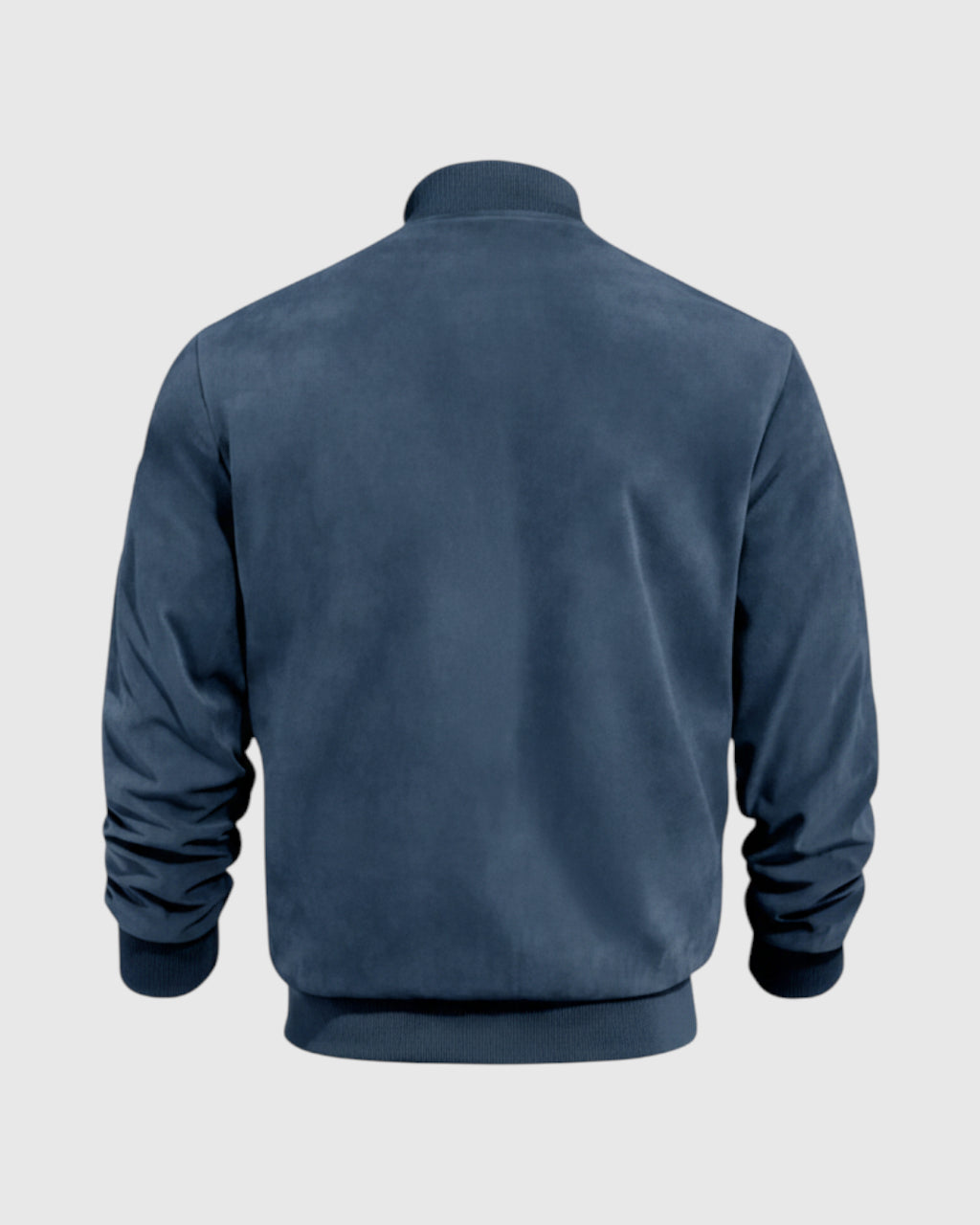 Chaqueta suede con cremallera para hombre – azul denim