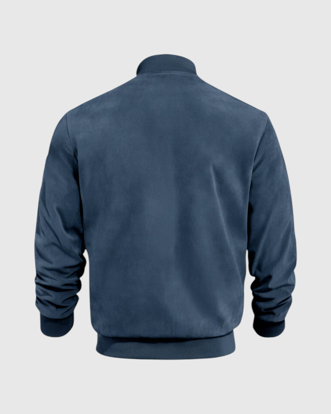 Chaqueta suede con cremallera para hombre – azul denim