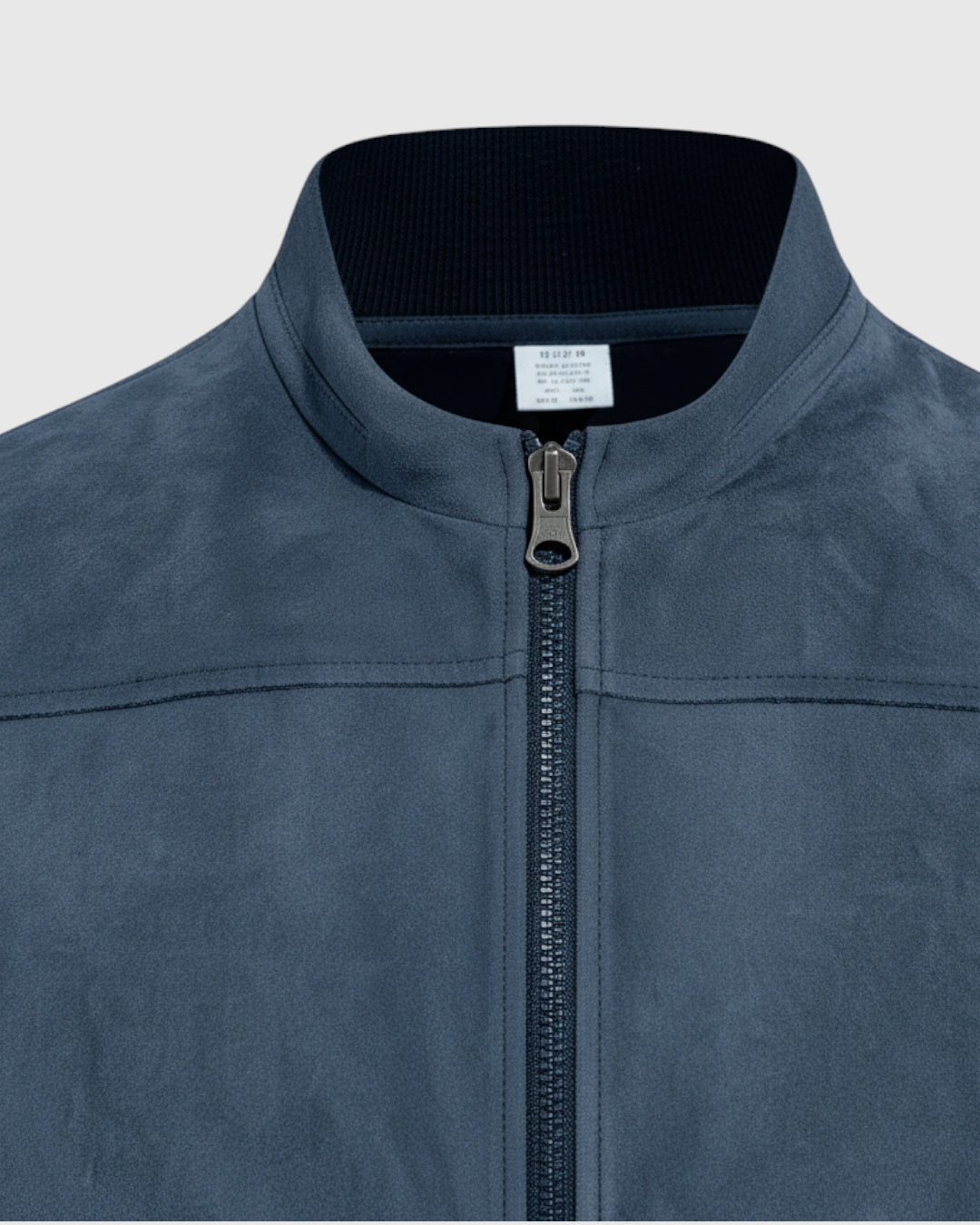 Chaqueta suede con cremallera para hombre – azul denim