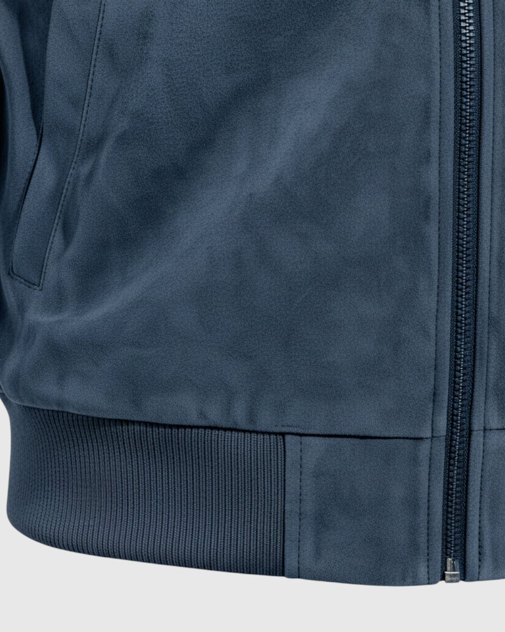 Chaqueta suede con cremallera para hombre – azul denim