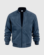Chaqueta suede con cremallera para hombre – azul denim